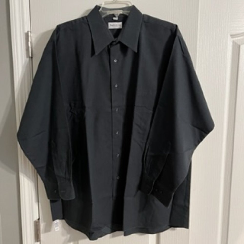 Van Heusen Men's Fitted Pique Dress Shirt Long Sleeve 17 1/2 (32/33)